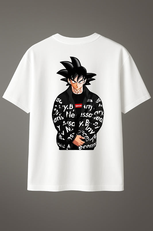 T-shirt with Dragon Ball Goku Supreme streetwear graphic design printed on the back.