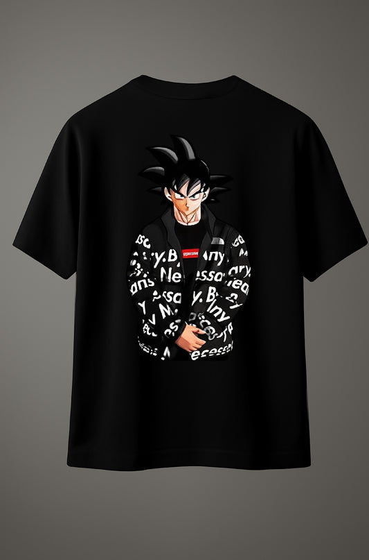 T-shirt with Dragon Ball Goku Supreme streetwear graphic design printed on the back.
